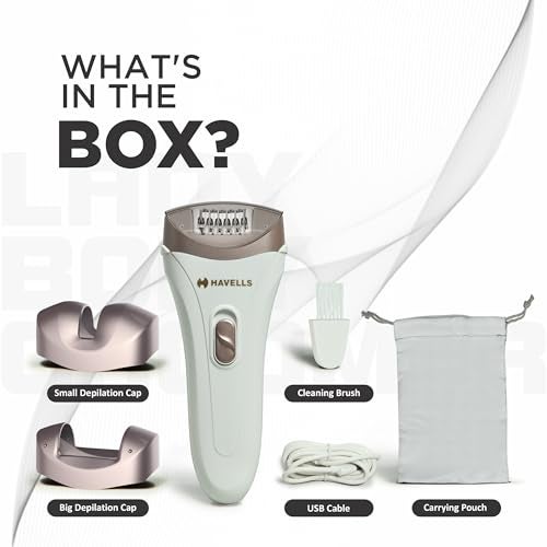 Havells FD5051 Epilator, Hair Removal for Women, Wet & Dry, Cordless, Rechargeable (White) - Image 2