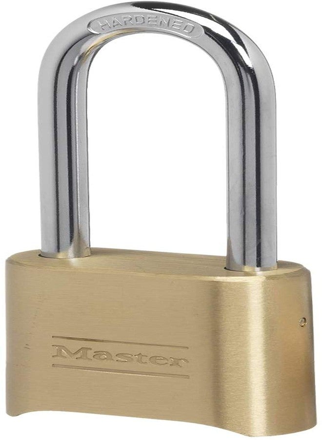 Master Lock Brass Combination Lock, Gate Lock for Outdoor Fence or Shed, Customizable Combination Padlock with Extended 2-1/4-Inch-Long Shackle, 175DLH - Image 1