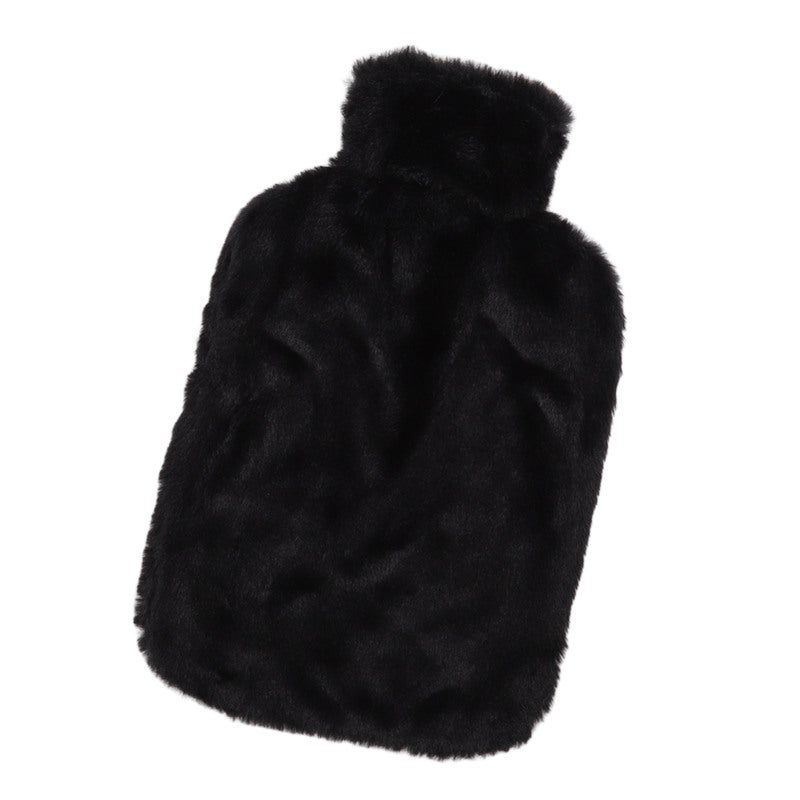 Hot Water Bottle 2/3 Capacity Black Plush Detachable Cover - 6-8 Hours Heat Retention Rubber Water Bag for Discomfort Relief Muscle Soreness Menstrual Cramps - Image 4