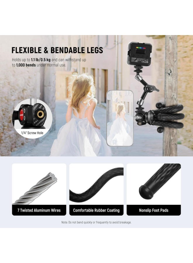 Neewer Flexible Tripod With Mini Ball Head And Magnetic Phone Holder TP33 | Portable Bendable Stand For Phones & Cameras - Image 5