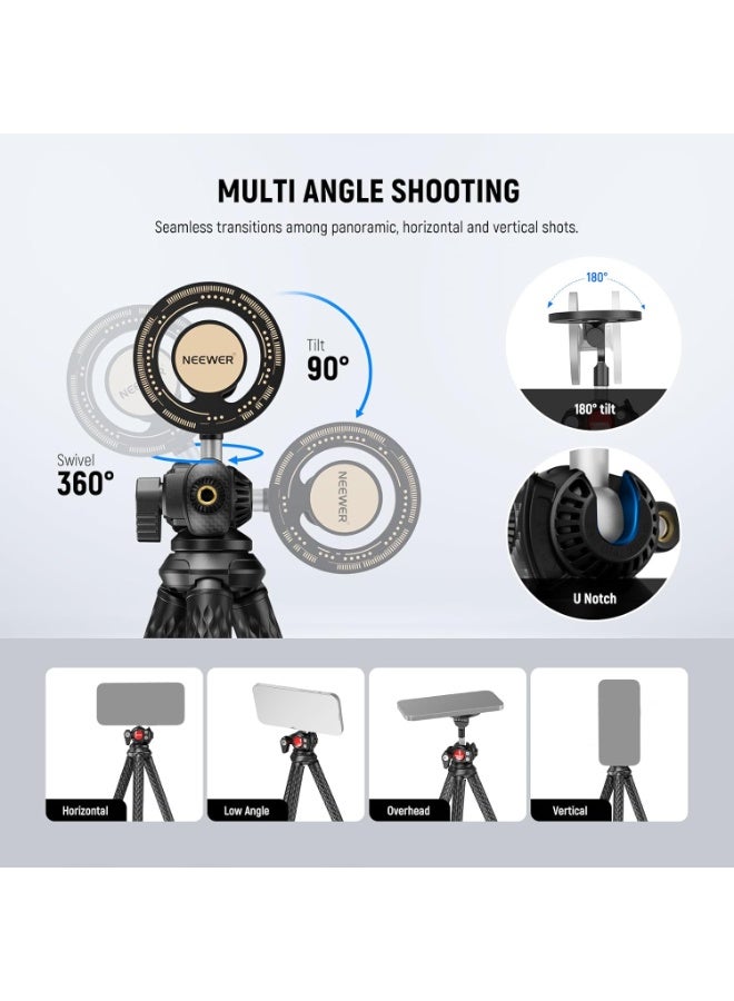 Neewer Flexible Tripod With Mini Ball Head And Magnetic Phone Holder TP33 | Portable Bendable Stand For Phones & Cameras - Image 3
