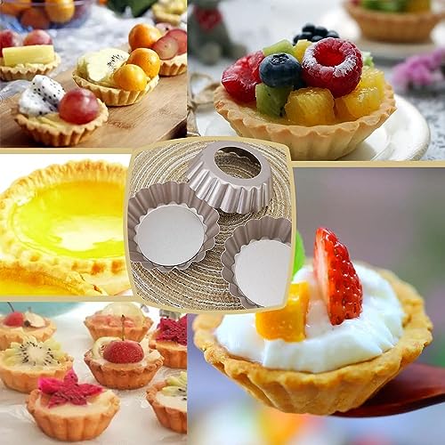 RINKLE TRENDZ Aluminium Round Pie Dish Quiche Pan Tart Mould with Removable Bottom Small - 5 Inch top Size - Set of 3 of Same Size - Image 3