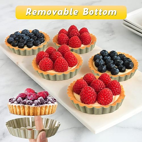 RINKLE TRENDZ Aluminium Round Pie Dish Quiche Pan Tart Mould with Removable Bottom Small - 5 Inch top Size - Set of 3 of Same Size - Image 4