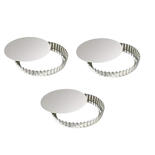 RINKLE TRENDZ Aluminium Round Pie Dish Quiche Pan Tart Mould with Removable Bottom Small - 5 Inch top Size - Set of 3 of Same Size - Image 1
