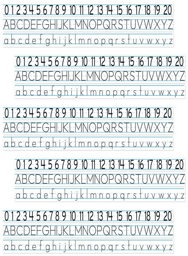 Trusty Reusable Letter and Number Strips for Desks, 12 Sets, 7.25-inch, Educational Writing Guide for K-1st Grade - Image 1
