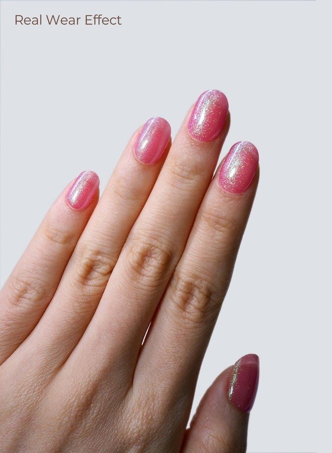 Beaolata Real Gel Nail Strips (No UV Light Needed) - 44Pcs Salon Quality Nail Stickers - Long Lasting Polish Wraps for Women, Easy Apply & Remove (Padparadscha) - Image 3