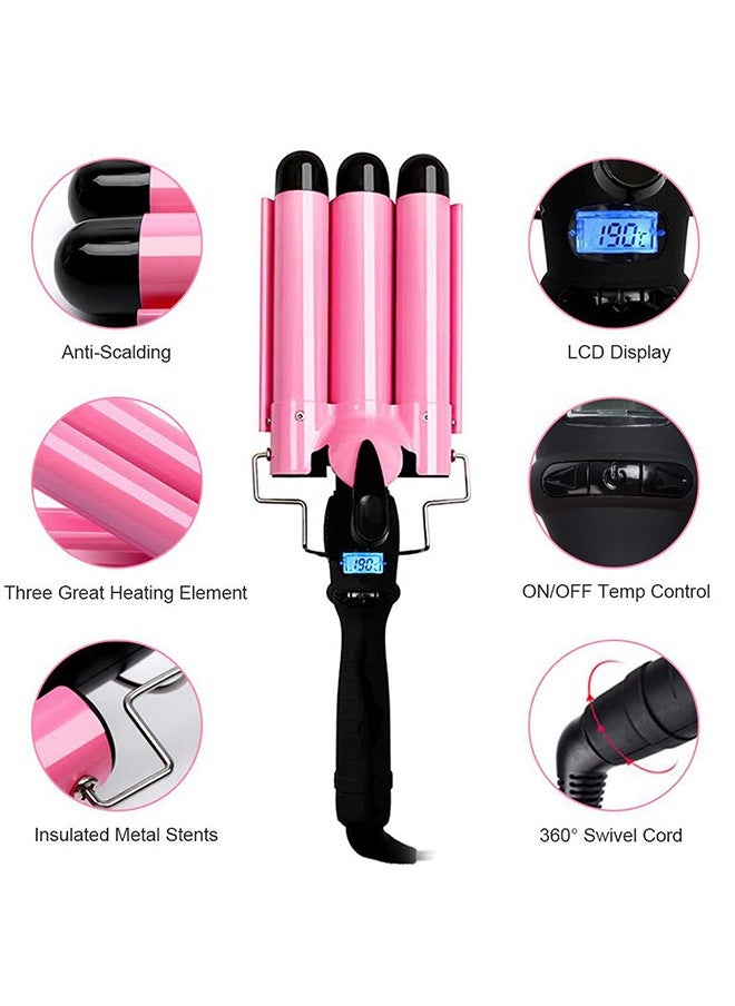 Hair Waver Curling Iron Wand 25mm with LCD Display Adjustable Temperature
