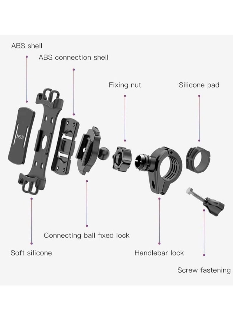 Yesido C66 Bike Bicycle Motorcycle Mobile Phone Holder Mount Universal 360 Degree Adjustable Rotation Compatible with smart phones. - Image 2