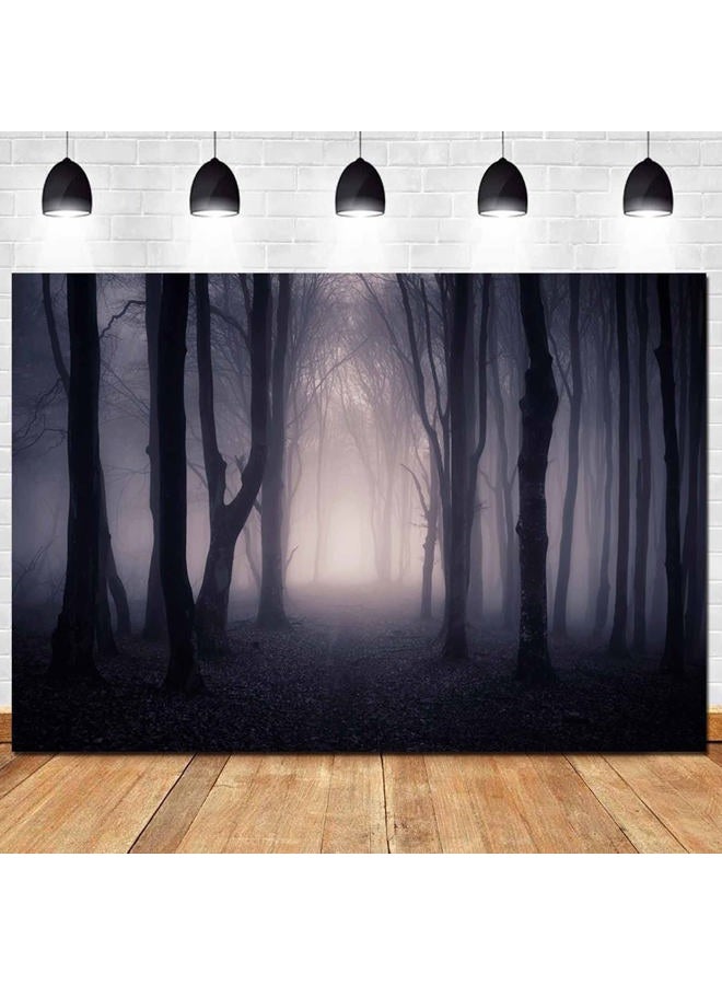 HQM خلفية عيد الهالوين ذات الطابع القديم غابة مخيفة ضبابية تصوير خلفيات حفلة عيد ميلاد الأطفال استحمام الأطفال لافتة تصوير استوديو الأطفال 82x60IN - Image 1