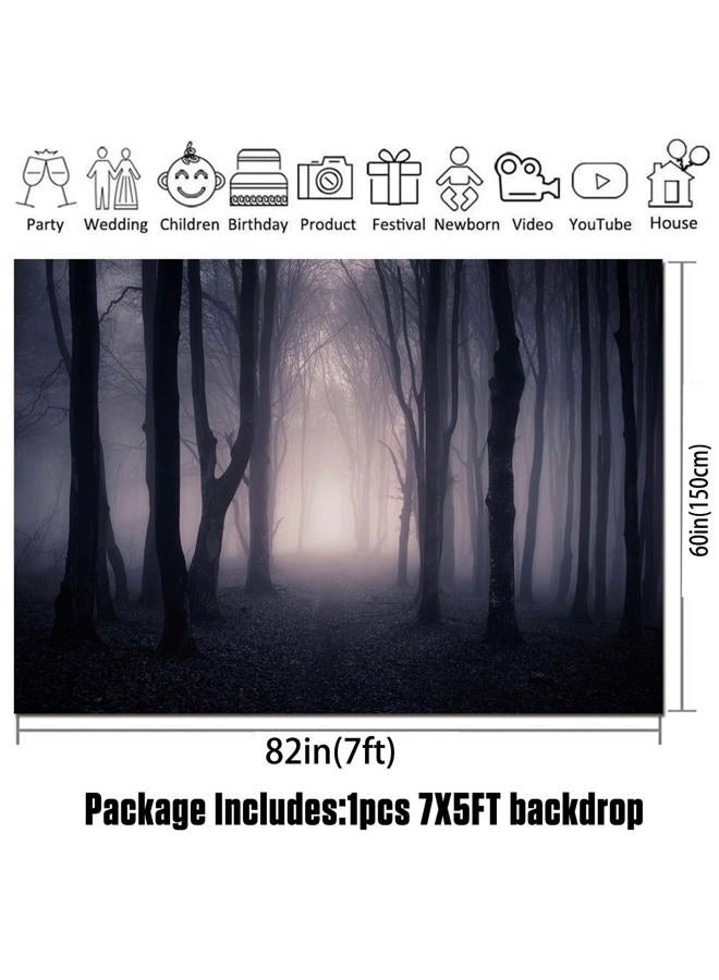 HQM خلفية عيد الهالوين ذات الطابع القديم غابة مخيفة ضبابية تصوير خلفيات حفلة عيد ميلاد الأطفال استحمام الأطفال لافتة تصوير استوديو الأطفال 82x60IN - Image 5