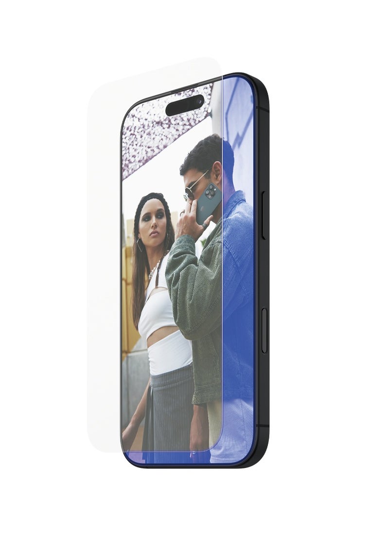 PanzerGlass SAFE by PanzerGlass® Anti-Blue Light Screen Protector for iPhone 16 Pro Max, 60% Recycled Glass, Smudge-Free Coating - with mounting aid for easy installation, Tempered Glass Screen Protector For iPhone 16  - Image 2