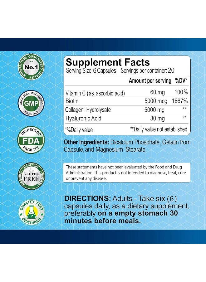 alfa vitamins Collagenc - Premium Collagen Peptides Hydrolysate Formula With C - Nutritional Supplement With C - Skin, Nails & Hair Rejuvenation, Supports Bone, Muscle Health - 120 Capsules  - Image 2