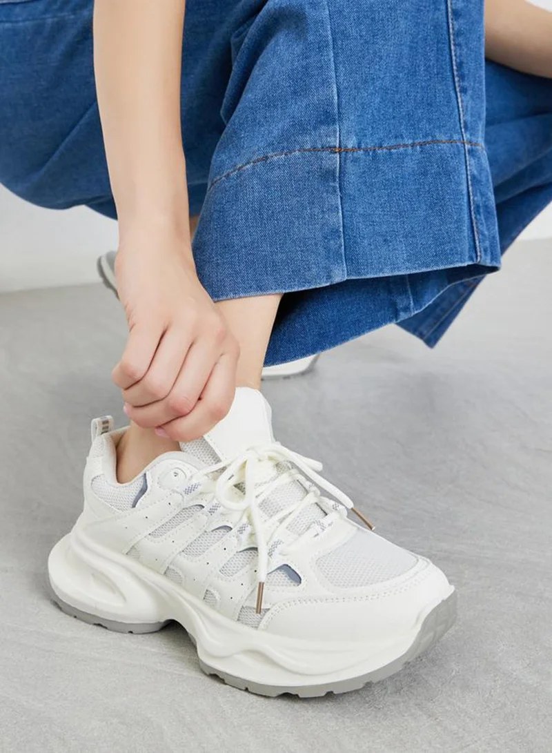 Styli Active Off White Sporty Chunky Sneakers