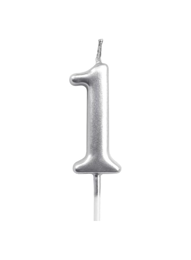 Silver Number 1 Candle – Premium Metallic Silver Cake Candle, Perfect for Birthday Cakes, Milestones & Party Decorations