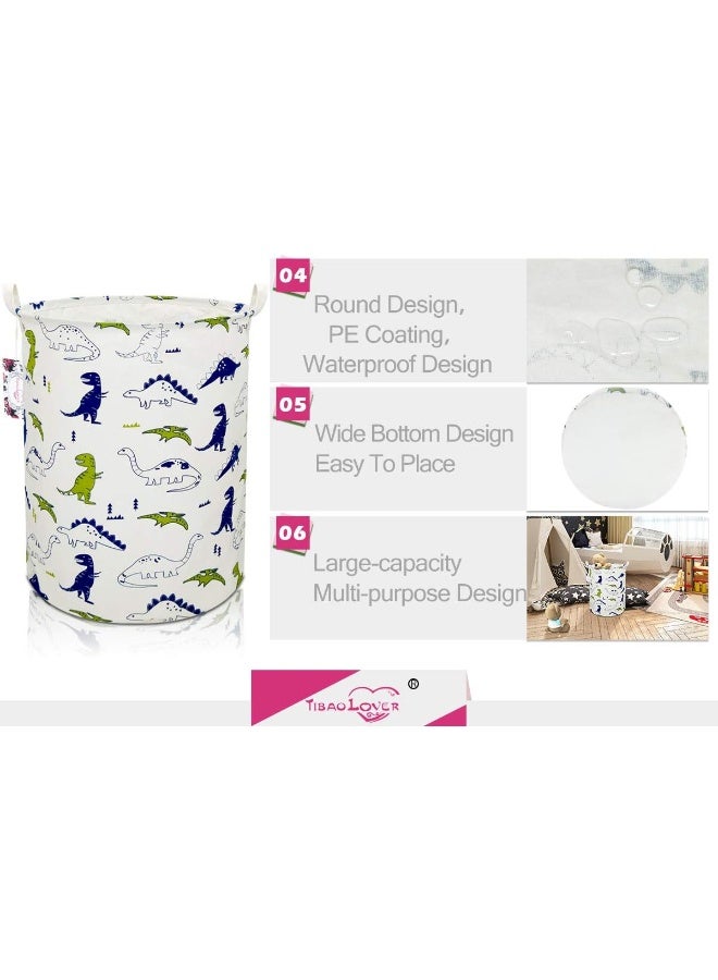 TIBAOLOVER Dinosaur Laundry Basket Baby Laundry Hamper Cute Kids Hamper Toy Storage Bin Handles for Boys and Girls Dinosaur Room Decor - Image 4