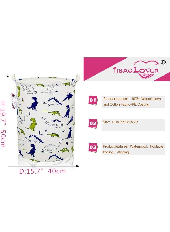 TIBAOLOVER Dinosaur Laundry Basket Baby Laundry Hamper Cute Kids Hamper Toy Storage Bin Handles for Boys and Girls Dinosaur Room Decor - Image 2