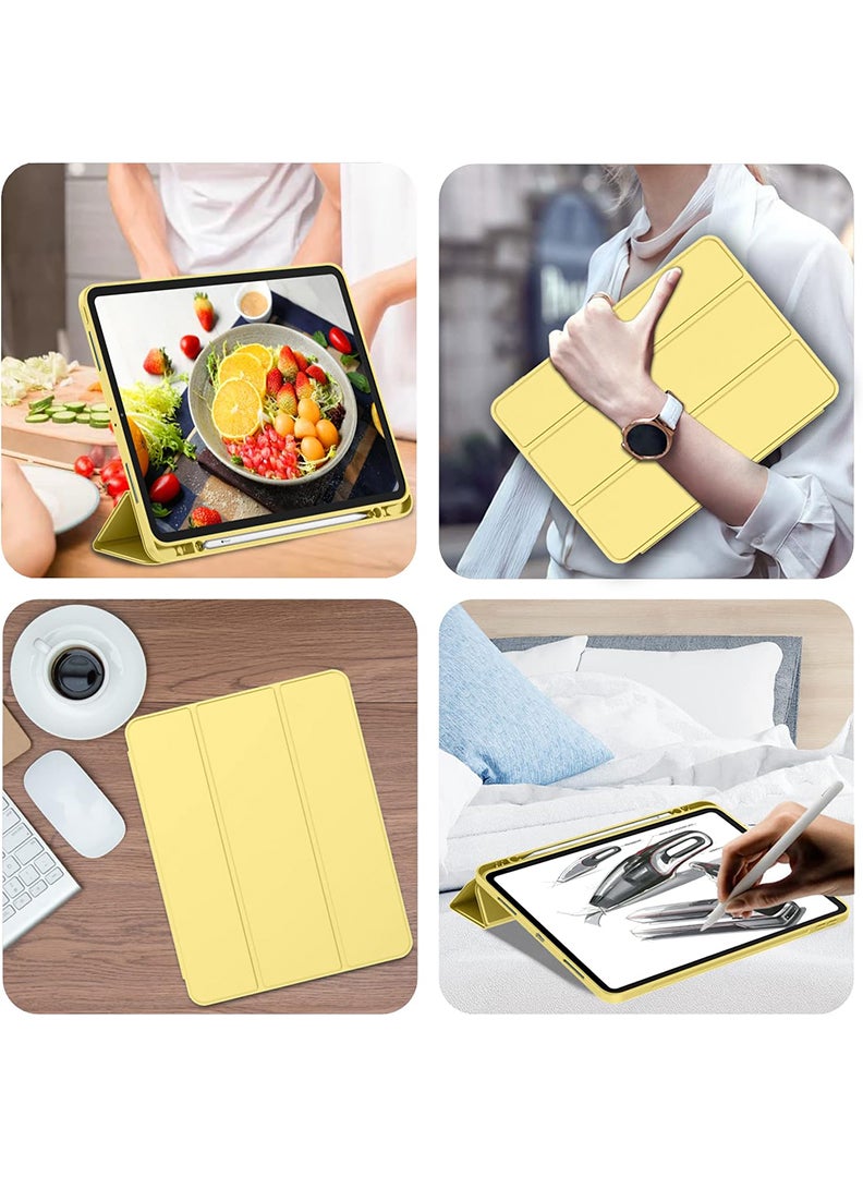 Theodor iPad Pro 11 Inch Case 2022(4th Gen)/2021(3rd Gen)/2020(2nd Gen) with Pencil Holder, Smart iPad Case With Pencil Holder Slim Tablet Cover with Soft TPU Back, Auto Wake/Sleep Yellow - Image 4