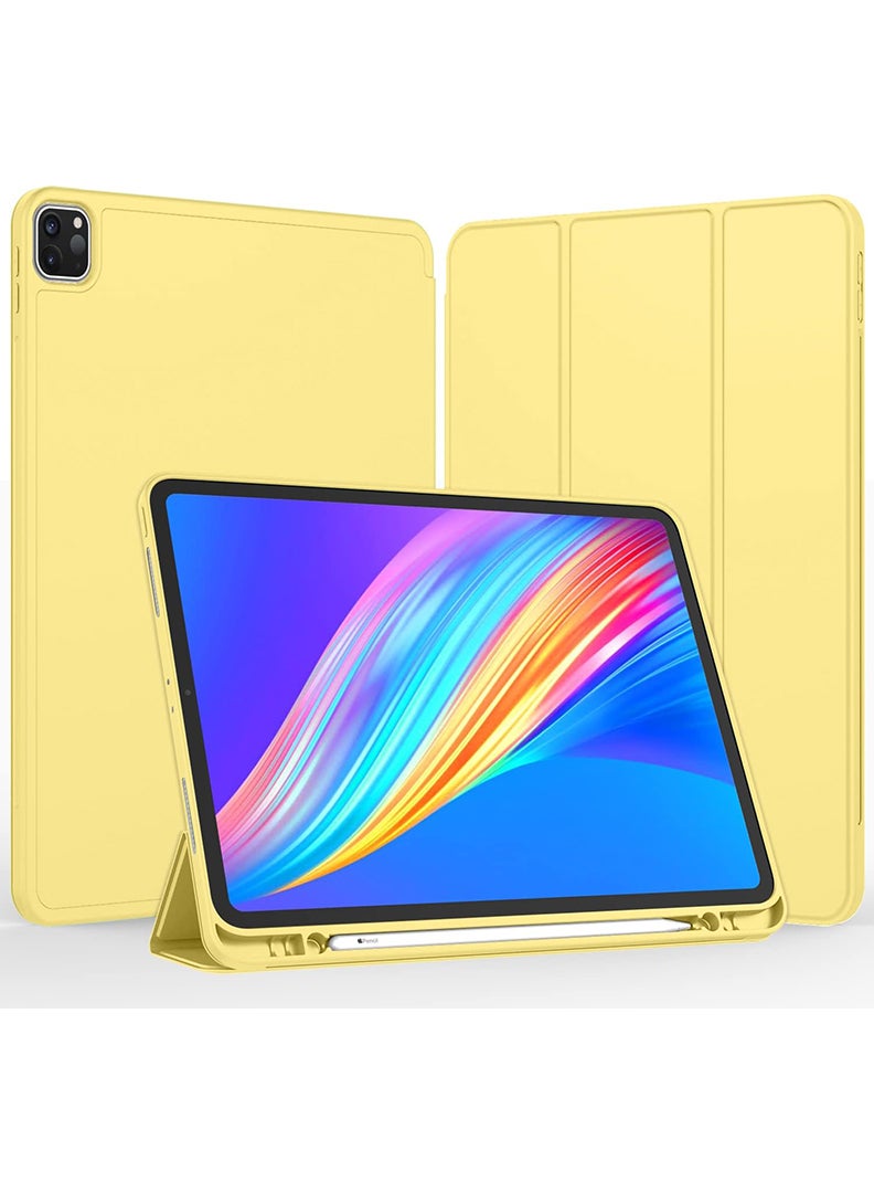Theodor iPad Pro 11 Inch Case 2022(4th Gen)/2021(3rd Gen)/2020(2nd Gen) with Pencil Holder, Smart iPad Case With Pencil Holder Slim Tablet Cover with Soft TPU Back, Auto Wake/Sleep Yellow - Image 1