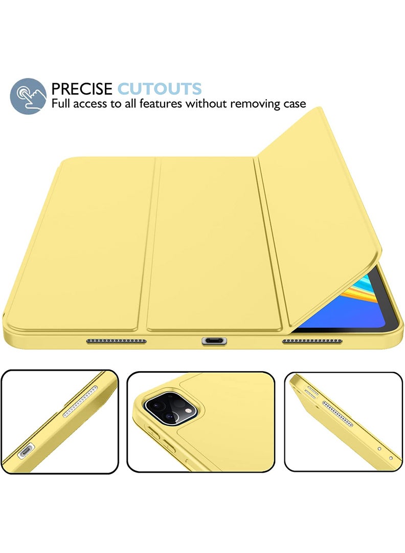 Theodor iPad Pro 11 Inch Case 2022(4th Gen)/2021(3rd Gen)/2020(2nd Gen) with Pencil Holder, Smart iPad Case With Pencil Holder Slim Tablet Cover with Soft TPU Back, Auto Wake/Sleep Yellow - Image 3