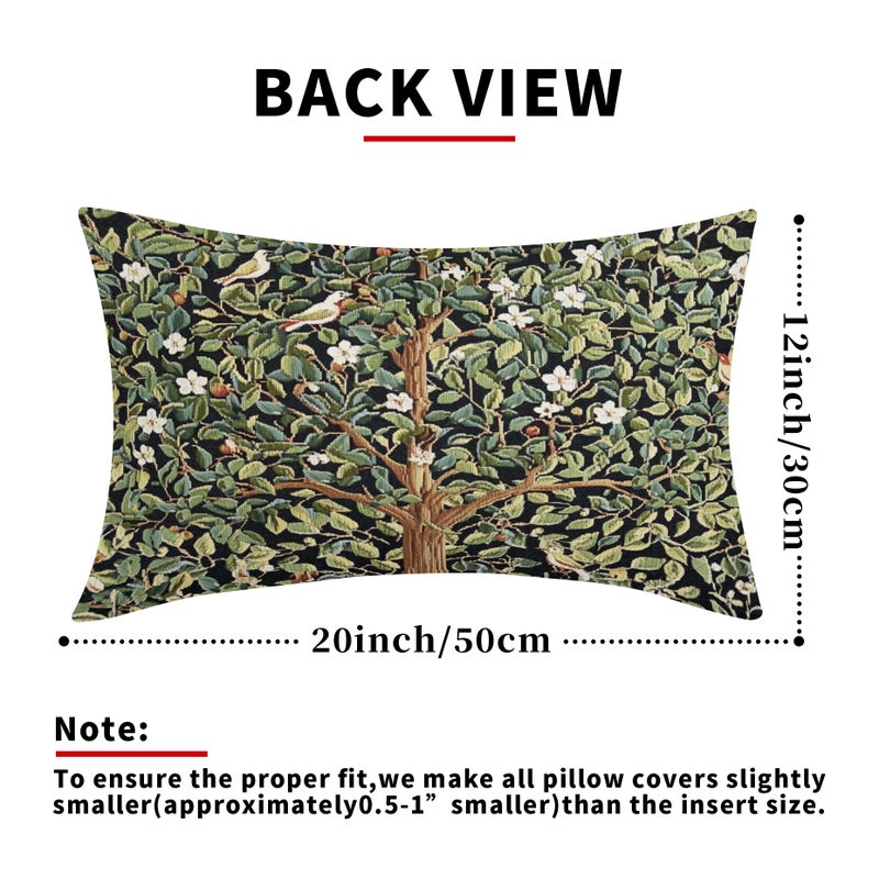 aportt Tree Green Lumbar Pillow Covers 12X20 Inch Set of 2 Watercolor Forest Bird Floral leaves Decorative Pillow Cases Spring Summer Vintage Leaf Flower Cushion Case Farmhouse Home Decor For Sofa Couch - Image 3