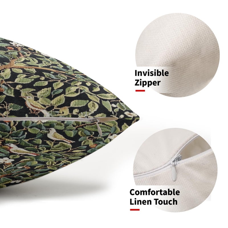 aportt Tree Green Lumbar Pillow Covers 12X20 Inch Set of 2 Watercolor Forest Bird Floral leaves Decorative Pillow Cases Spring Summer Vintage Leaf Flower Cushion Case Farmhouse Home Decor For Sofa Couch - Image 2