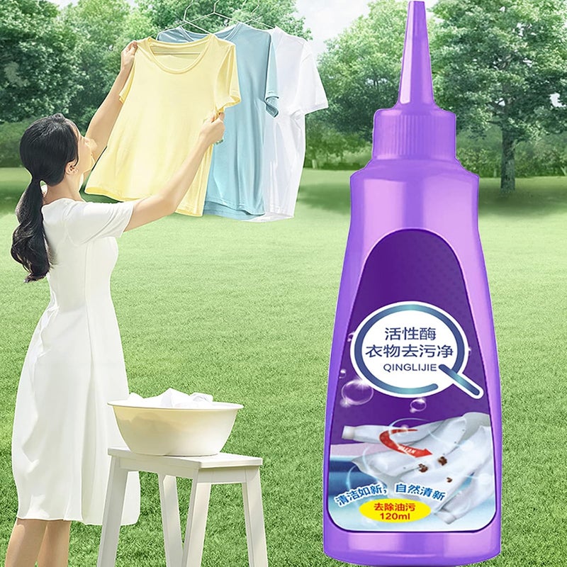klarako Active Enzyme Clothing Stain Remover, Active Enzymatic Laundry Cleaning, Active Enzyme Laundry Stain Remover, Active Enzyme Clothing Stain Removal Agent (Purple Bottle) - Image 1