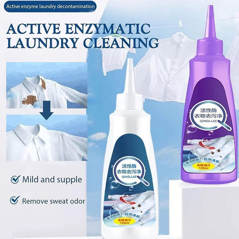 klarako Active Enzyme Clothing Stain Remover, Active Enzymatic Laundry Cleaning, Active Enzyme Laundry Stain Remover, Active Enzyme Clothing Stain Removal Agent (Purple Bottle) - Image 2
