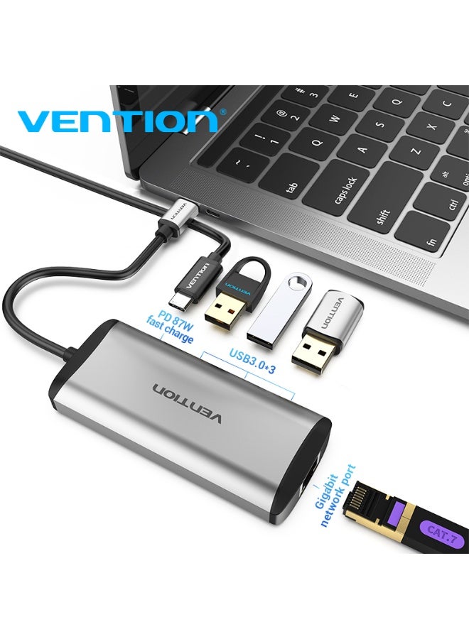 VENTION Type-C to USB3.0*3/Gigabit Ethernet/PD Docking Station Model # TGDHB - Image 2
