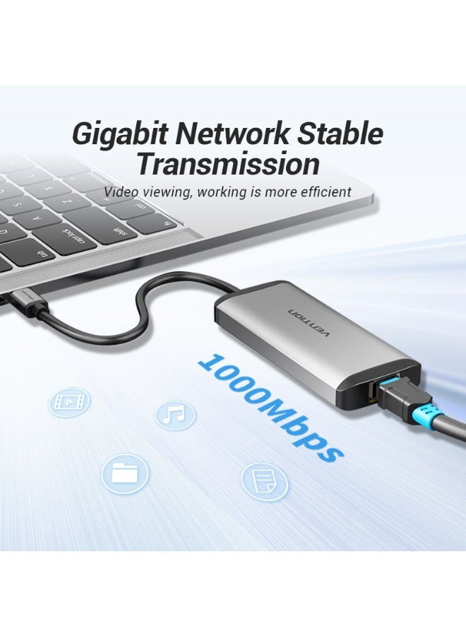 VENTION Type-C to USB3.0*3/Gigabit Ethernet/PD Docking Station Model # TGDHB - Image 5
