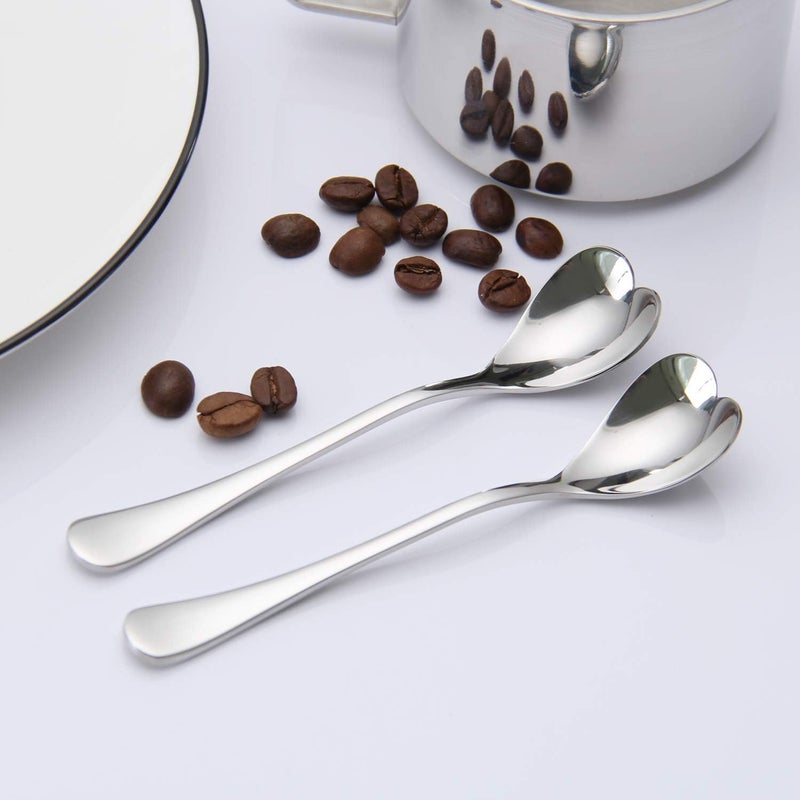 HISSF Mini Coffee Spoons, Demitasse Spoon, heart shaped, 4.9-inch18/10 Stainless Steel Spoons Set, set of 6 - Image 5