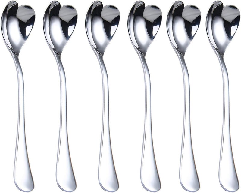 HISSF Mini Coffee Spoons, Demitasse Spoon, heart shaped, 4.9-inch18/10 Stainless Steel Spoons Set, set of 6 - Image 1