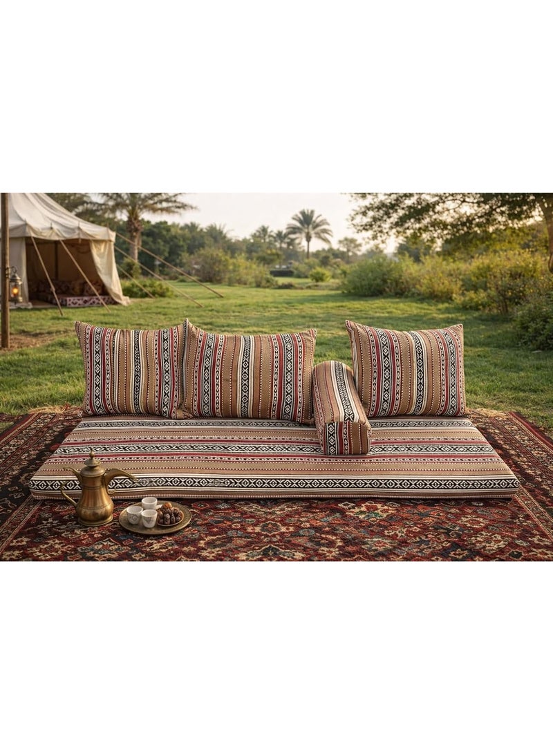 Xboat Majlis Floor Sofa Set, Arabic Style Striped Pattern, Floor Seating Cushion Set with Pillows, 200cm x 60cm - Image 3