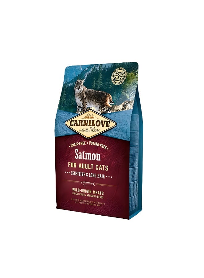 CARNILOVE Salmon for Adult Cats – Sensitive & Long Hair 6 KG