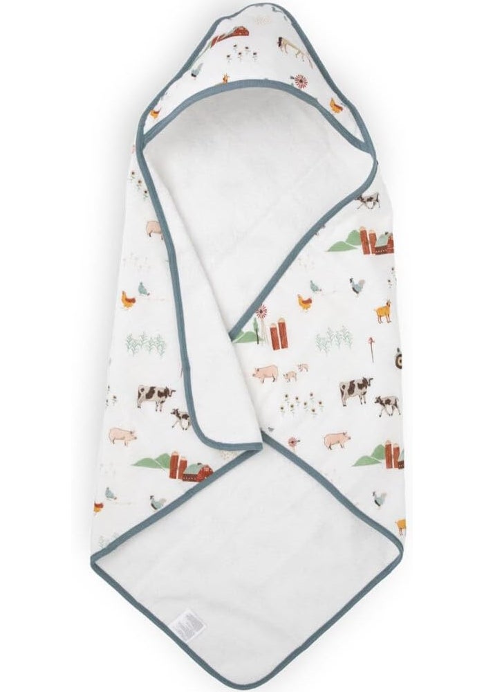 Little Unicorn Premium Infant Hooded Bath Towel - Soft & Absorbent Cotton & Terry Fabric for Newborns (Farmyard) - Image 1