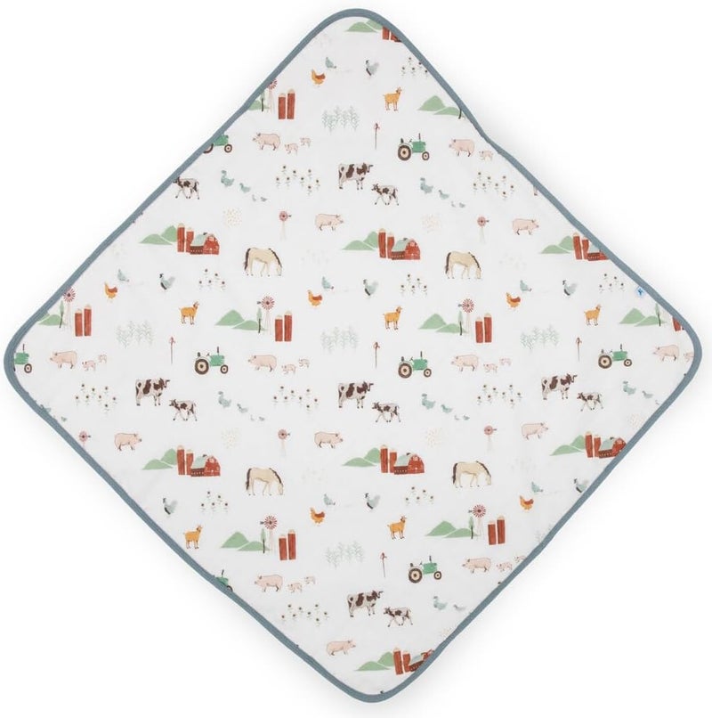 Little Unicorn Premium Infant Hooded Bath Towel - Soft & Absorbent Cotton & Terry Fabric for Newborns (Farmyard) - Image 3