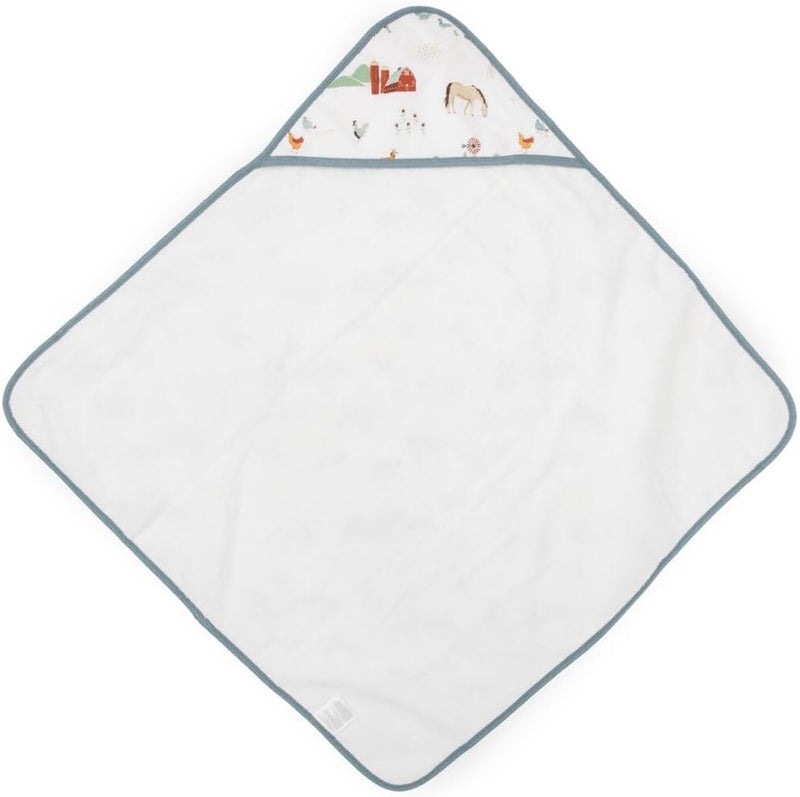 Little Unicorn Premium Infant Hooded Bath Towel - Soft & Absorbent Cotton & Terry Fabric for Newborns (Farmyard) - Image 2