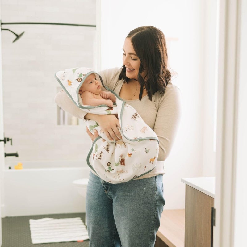 Little Unicorn Premium Infant Hooded Bath Towel - Soft & Absorbent Cotton & Terry Fabric for Newborns (Farmyard) - Image 5