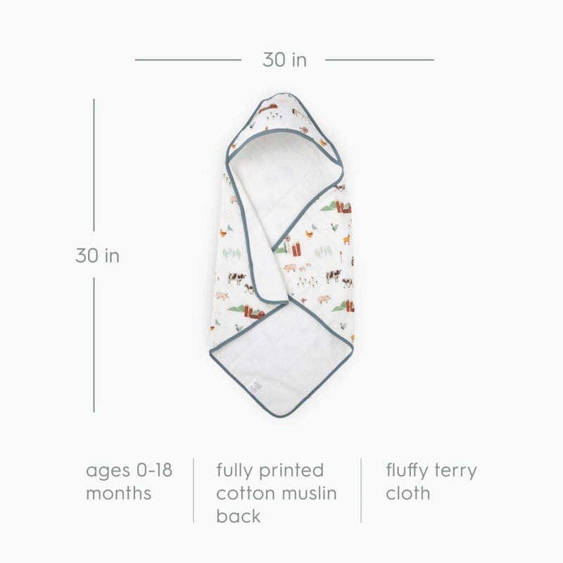 Little Unicorn Premium Infant Hooded Bath Towel - Soft & Absorbent Cotton & Terry Fabric for Newborns (Farmyard) - Image 4