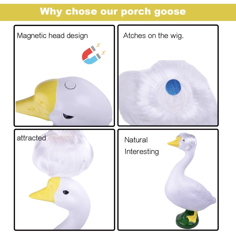 Lamiaraga 21" Magenetic Resin Large Porch Goose Statue Gardern Goose in Front Garden Decor Duck Statue - Image 5
