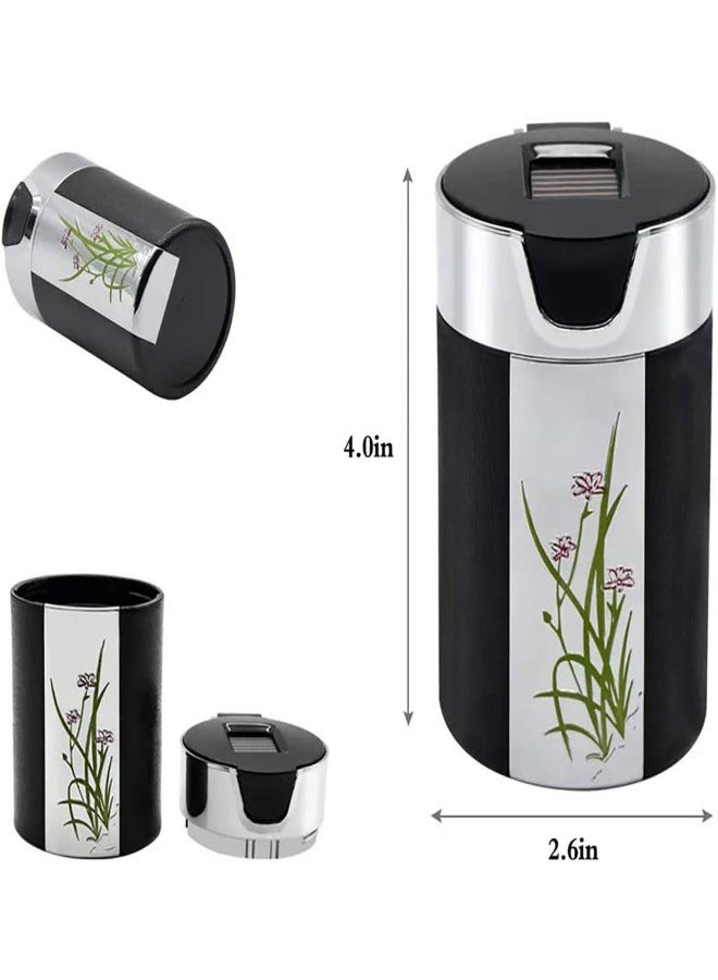Solar Carbon Fiber Vehicle Ashtray With LED Light Black - Image 3