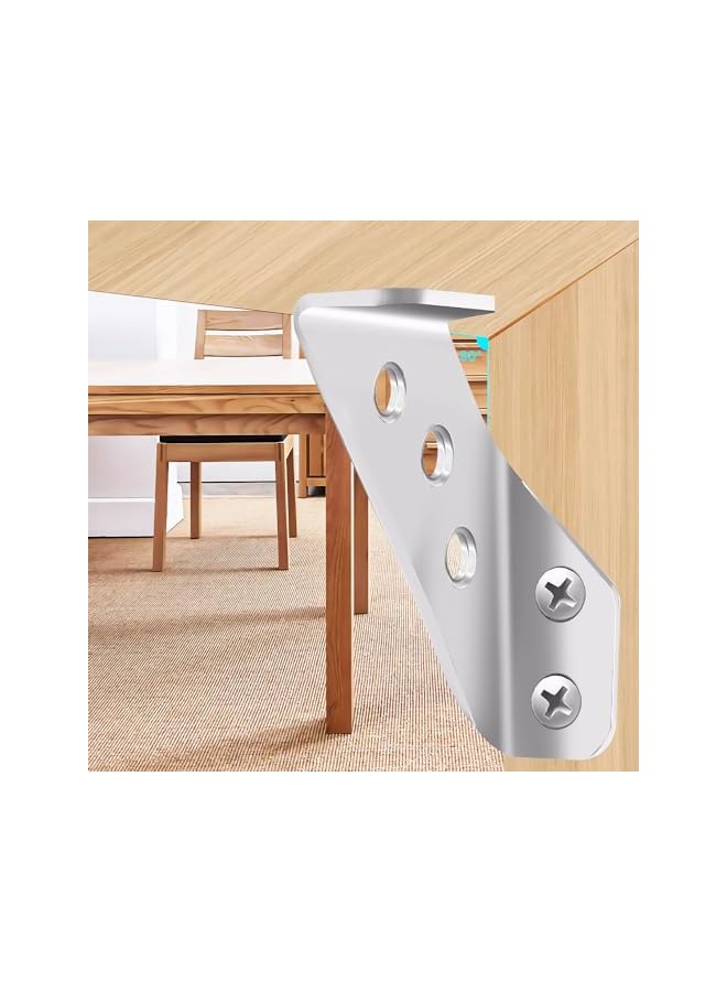 PROMASS promass Angle Brackets, 20pcs Stainless Steel Furniture Corner Connector, Corner Braces for Wood with Screws for Cabinet, Table, Chair  - Image 4