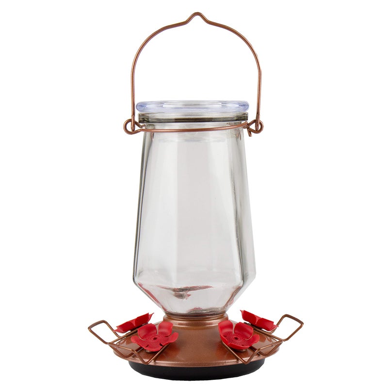 PerkyPet Crystal Bronze TopFill Glass Hummingbird Feeder 28 oz Nectar Capacity 91091SR
