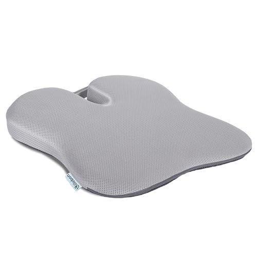 Billebon Ultimate Car Wedge Seat Cushion | Premium Memory Foam Cushion with Coccyx Tailbone Cutout | Helps Relieve Hip, Tailbone & Lower Back Pain | Supports Weight Up to 100 kg (Grey Pack of 1) - Image 1