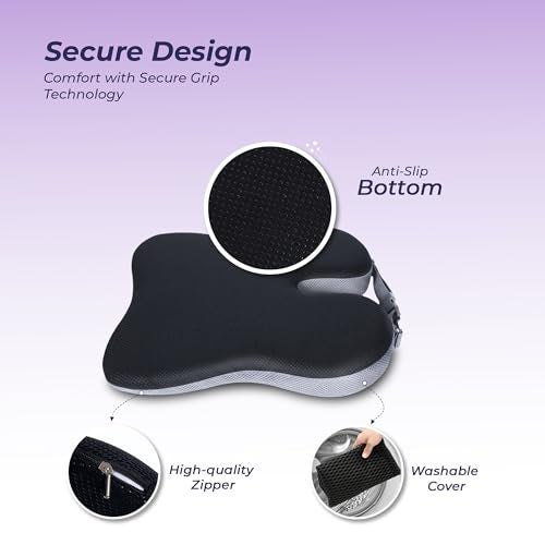 Billebon Ultimate Car Wedge Seat Cushion | Premium Memory Foam Cushion with Coccyx Tailbone Cutout | Helps Relieve Hip, Tailbone & Lower Back Pain | Supports Weight Up to 100 kg (Grey Pack of 1) - Image 5