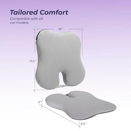 Billebon Ultimate Car Wedge Seat Cushion | Premium Memory Foam Cushion with Coccyx Tailbone Cutout | Helps Relieve Hip, Tailbone & Lower Back Pain | Supports Weight Up to 100 kg (Grey Pack of 1) - Image 4