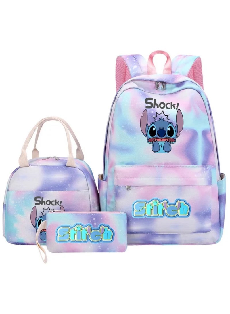 Stitch Cartoon Backpack Three-Piece Set