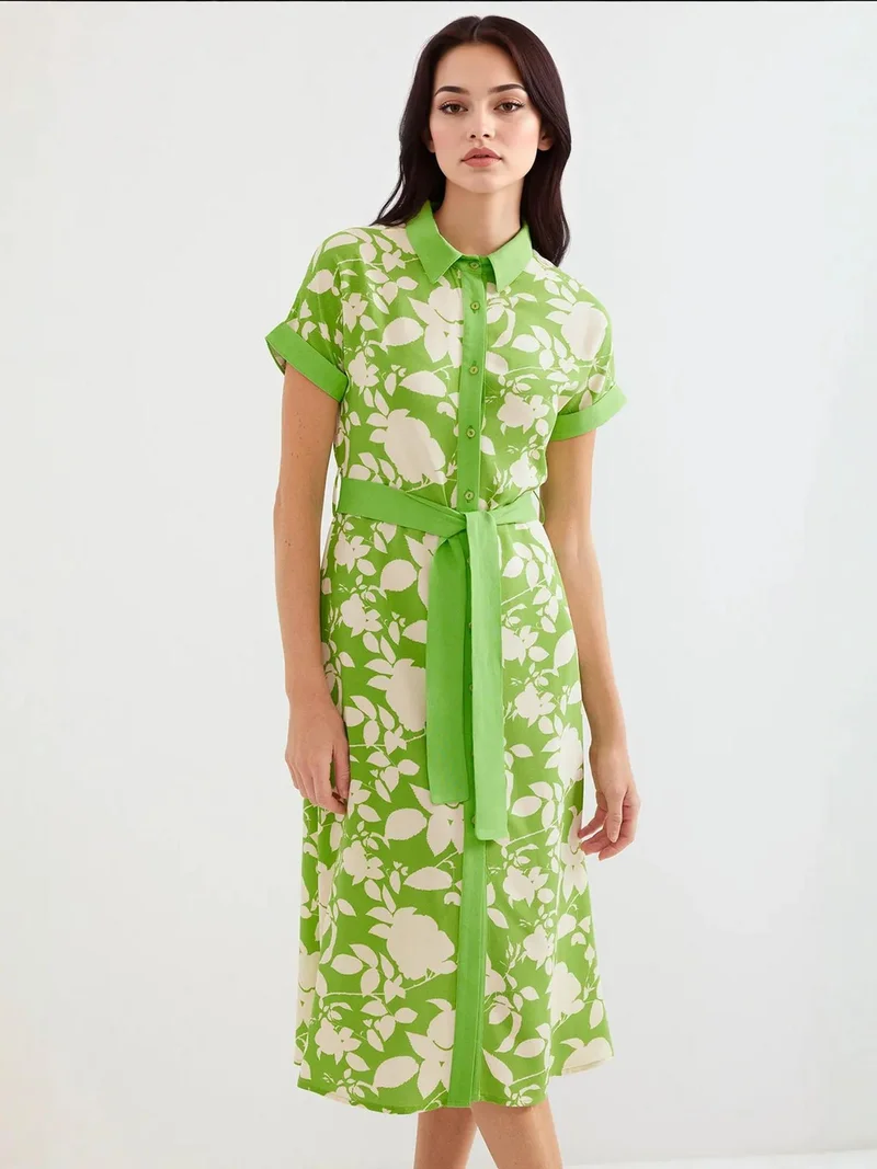 بيغ دارت فستان ميدي مزهر من  بفيونكة