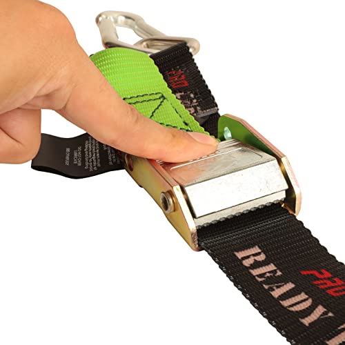 PRO CAKEN 2 PCS 1.5”Width Soft Loop Motorcycle Tie Down Strap-7ft-1500LB Break Strength,Fit for Moving Cargo,Lawn Equipment, Appliance,Motorcycle,with Premium S-Hook & Ratchet Mechanism-Green - Image 3
