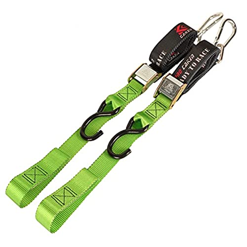 PRO CAKEN 2 PCS 1.5”Width Soft Loop Motorcycle Tie Down Strap-7ft-1500LB Break Strength,Fit for Moving Cargo,Lawn Equipment, Appliance,Motorcycle,with Premium S-Hook & Ratchet Mechanism-Green - Image 1