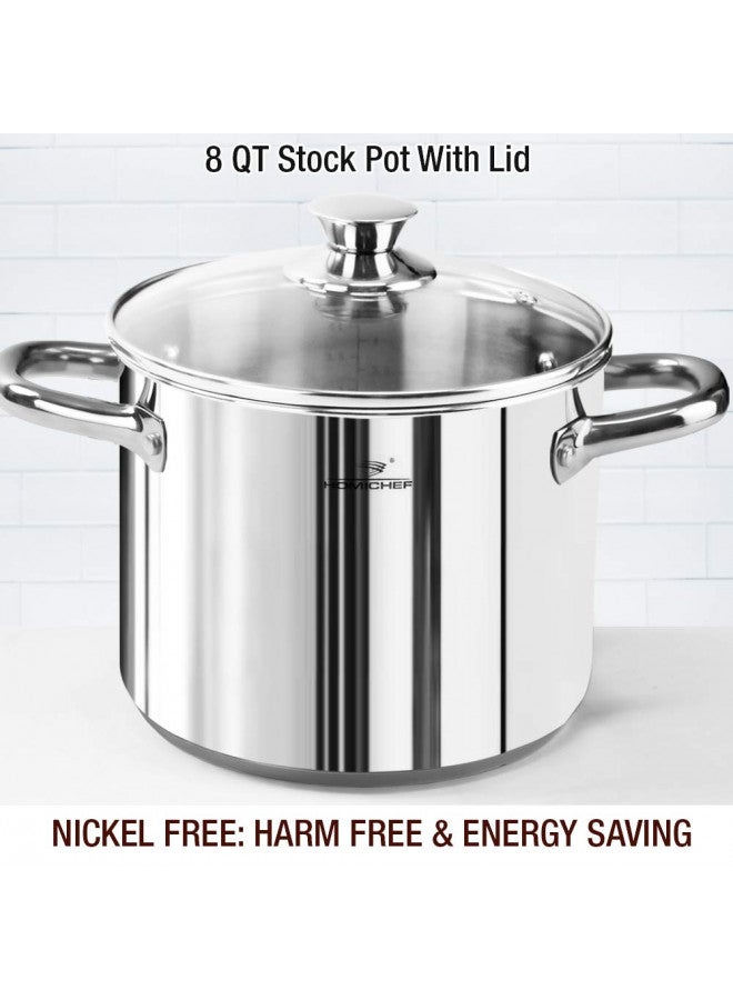 HOMICHEF 14-Piece Nickel Free Stainless Steel Cookware Set - Nickel Free Stainless Steel Pots And Set - Stainless Steel Non-Toxic Cookware Set - Stainless Steel Healthy Induction Cookware Sets  - Image 4
